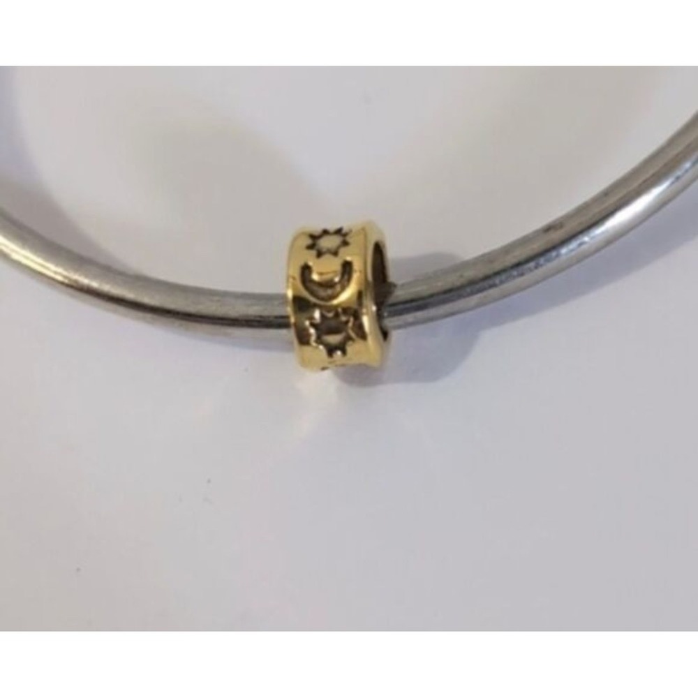 Celestial Sun Moon Spacer Charm Gold Tone Barrel Bead for Bracelet